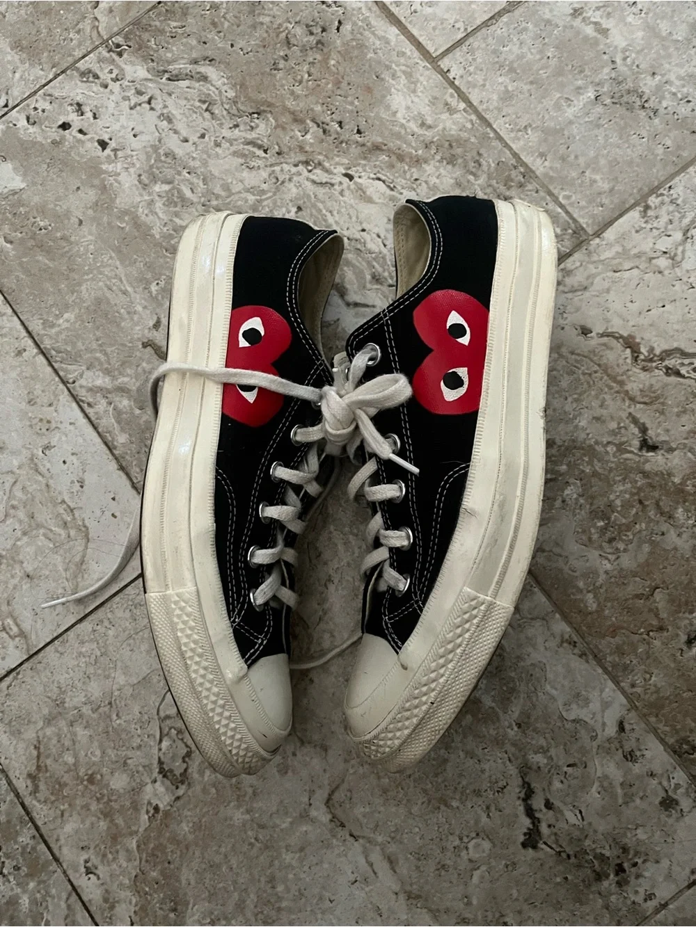 Converse unisex PLAY Black Canvas Low-Top Sneakers with Red Heart